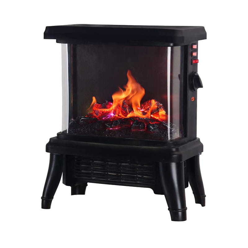 Freestanding Fireplace Electric Ceramic Heater With Curved Screen